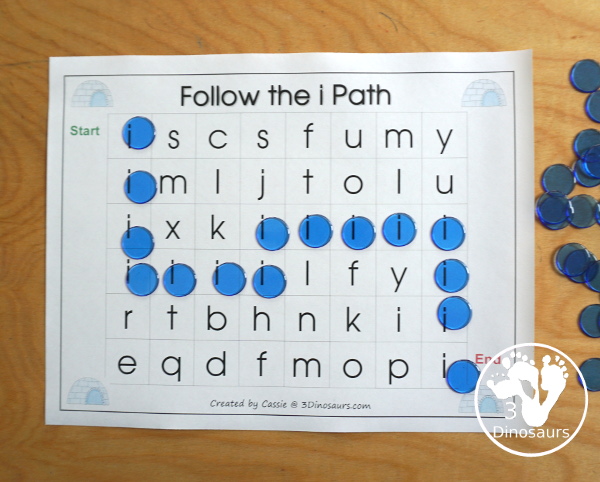 Free Romping & Roaring I Pack: Letter I is for Igloo - a letter I pack that has prewriting, finding letters, tracing letters, coloring pages, shapes, puzzles and more - 3Dinosaurs.com