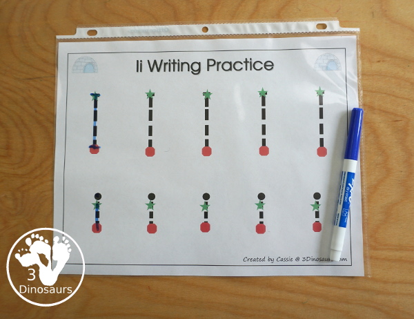 Free Romping & Roaring I Pack: Letter I is for Igloo - a letter I pack that has prewriting, finding letters, tracing letters, coloring pages, shapes, puzzles and more - 3Dinosaurs.com