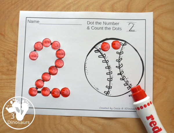 Sports Dot the Number & Counting: Basketball, Soccer, Tennis, Baseball, & Football - Numbers 1 to 20  with dot marker numbers and counting dots on the sports balls - 3Dinosaurs.com