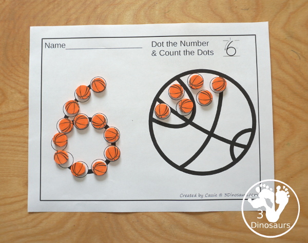 Sports Dot the Number & Counting: Basketball, Soccer, Tennis, Baseball, & Football - Numbers 1 to 20  with dot marker numbers and counting dots on the sports balls - 3Dinosaurs.com