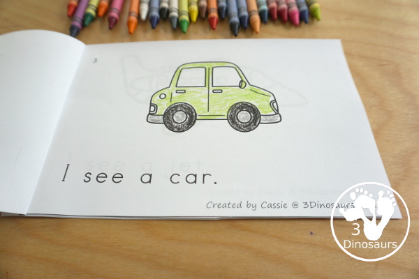 Free Transportation Easy Reader Book: Short Vowels Words - with a 9 page book with sentence cards and blending cards for the book with 8 short vowel words - 3Dinosaurs.com