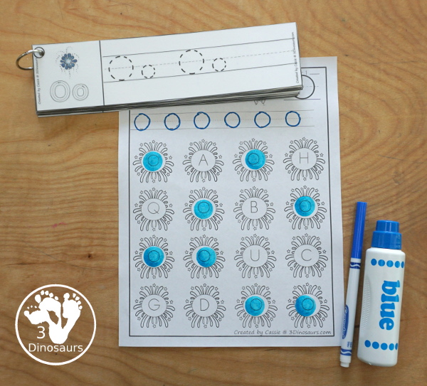 Firework ABC letter Find for kids to use to trace the letter and then find the letter. - 3Dinosaurs.com