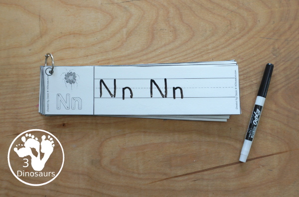 Free Firework ABC Tracing Strips - with uppercase and lowercase together. You have fun kids with a firework plus you can see an example of how to trace the letters - 3Dinosaurs.com