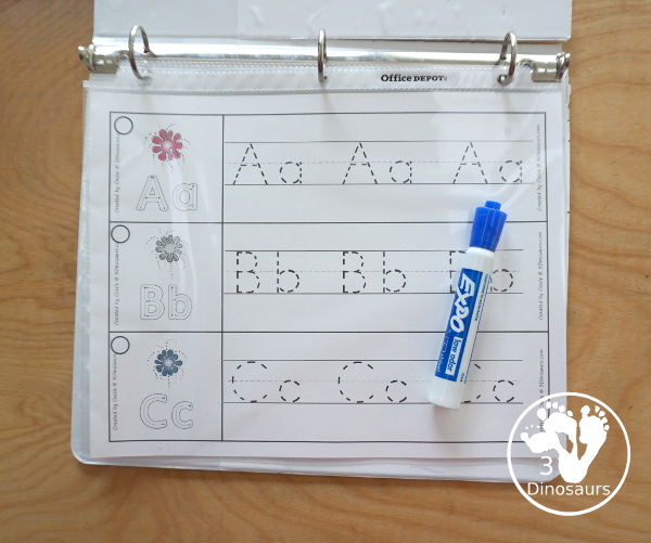 Free Firework ABC Tracing Strips - with uppercase and lowercase together. You have fun kids with a firework plus you can see an example of how to trace the letters - 3Dinosaurs.com