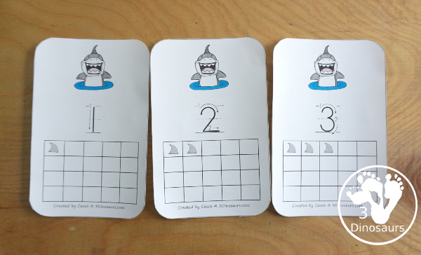 Free SHARK ABC and Number Wall Cards - with 26 alphabet cards with uppercase and lowercase letters and number wall cards with numbers from 0 to 20 with matching shark fins for counting - 3Dinosaurs.