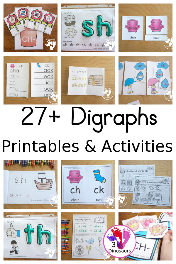 Consonant Digraph Activities & Printables on 3Dinosaurs.com