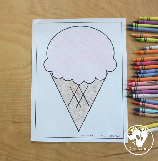 Free Ice Cream Fine Motor Mat Printables with 6 pages of fine motor printables with ice cream template printables, ice cream tracing worksheets, and ice cream dot marker printable for kids. All great for a summer fine motor center. - 3Dinosaurs.com