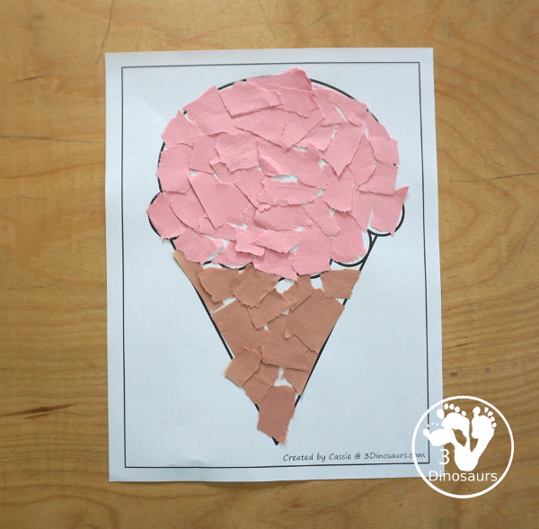 Free Ice Cream Fine Motor Mat Printables with 6 pages of fine motor printables with ice cream template printables, ice cream tracing worksheets, and ice cream dot marker printable for kids. All great for a summer fine motor center. - 3Dinosaurs.com