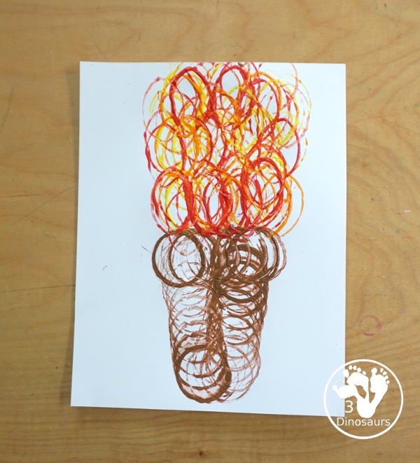 Paper Roll Torch Painting - a simple painting made with paper rolls and paint to make a Torch for the Olympics - 3Dinosaurs.com