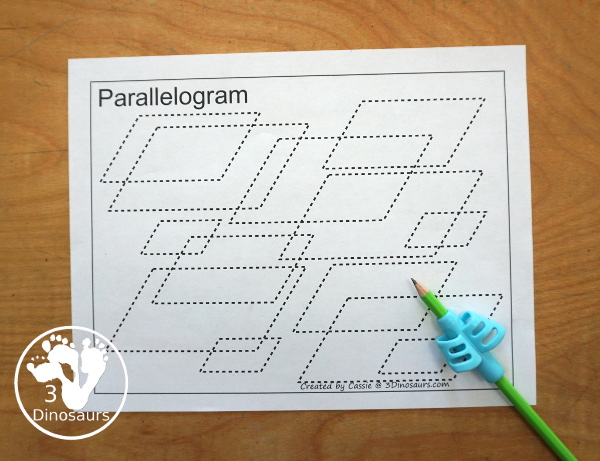 FREE Shape Trace & Color Printables - you have 12 shape pages with many shapes over lapping that kids can trace and the color the shapes - 3Dinosaurs.com