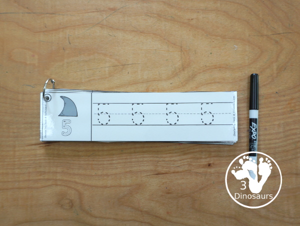 Free Shark Number Tracing Strips - with numbers 0 to 20. You can tracing the numbers and an example of how to trace the numbers on the strips, plus an shark fin on each tracing strip. - 3Dinosaurs.com