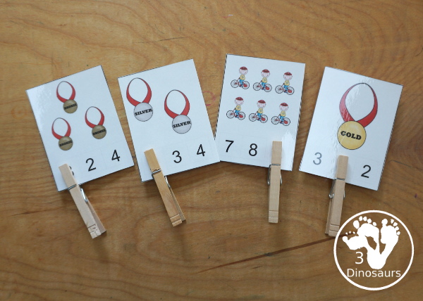 Free Summer Olympics Tot Printables - Olympic and summer sports clip cards - 3Dinosaurs.com