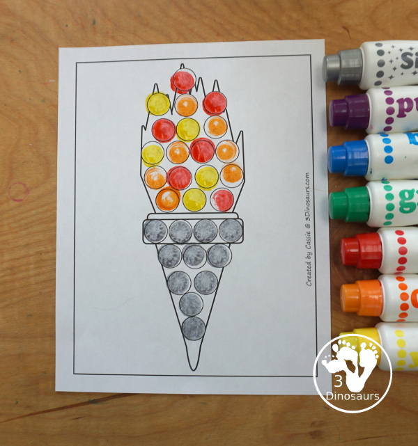 Free Torch Fine Motor Mats: Dot Maker - you have a torch dot marker page with the outline of the torch and dots filling in the torch - 3Dinosaurs.com