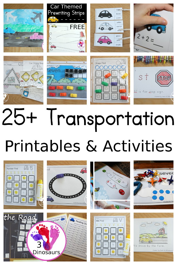 TransportationActivities & Printables on 3Dinosaurs.com