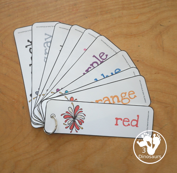 Firework Color Pack - with 74 pages of printables with color easy reader book, color clip cards, color tracing strips, color writing strips, color pocket chart cards, color word writing, color word puzzles, playdough mat, and more all to work on learning color words. This is a great Firework theme - 3Dinosaurs.com