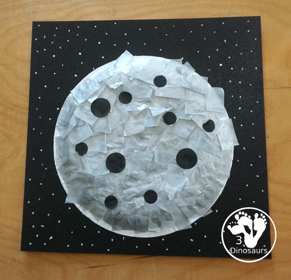 Tissue Paper Moon Paper Plate Craft - a fun tissue paper craft that kids can make for a moon theme. A fun way to make a moon with kids for Moon Day in July or any Moon theme. They will enjoy it. 3Dinosaurs.com