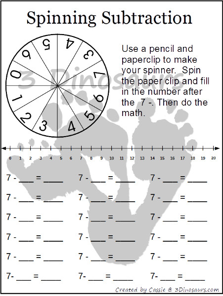 Spinning Subtraction: Ways to Subtract 1 to 10 - 3Dinosaurs.com