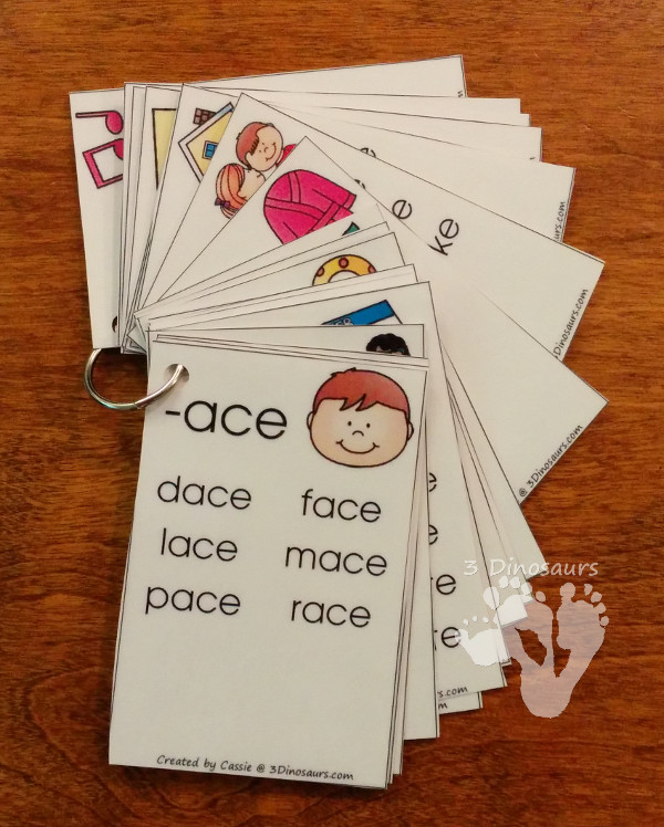 Free CVCe Word Family Wall Cards: -ace, -age, -ake, -ale, -ame, -ane, -ape, -ase, -ate, -ave, -ice, -ide, -ife, -ike, -ile, -ime, -ine, -ipe, -ise, -ite, -obe, -ode, -oke, -ole, -ome, -one, -ope, -ose, -ote, -ube, -ude, -ule, -une - - 3Dinosaurs.com