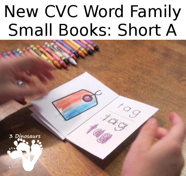 Free CVC Word Family Small Books: Short A:  -ad, -ag, -am, -an, -ap, -ar, -at - 3Dinosaurs.com