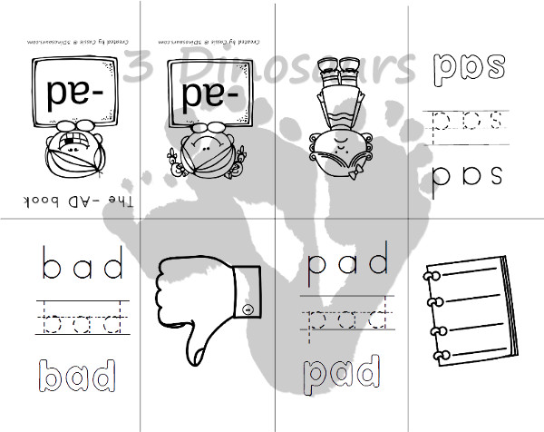 Free CVC Word Family Small Books: Short A:  -ad, -ag, -am, -an, -ap, -ar, -at - 3Dinosaurs.com