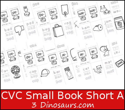 Free CVC Word Family Small Books: Short A - 3Dinosaurs.com