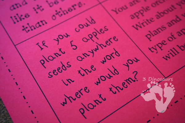 Fun FREE Apple Tic-Tac-Toe Writing Prompts - 9 writing prompts with 2 apple themed writing papers - 3Dinosaurs.com