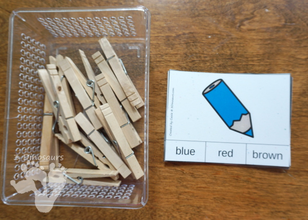 Free Pencil Color Themed Clip Cards & Easy Reader Book - 11 clip cards with matching easy reader book - 3Dinosaurs.com