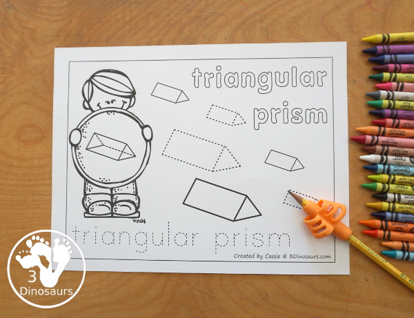 Free 3D Shape Coloring Pages - with 7 pages of printables with 3D shapes for kids to learn. - 3Dinosaurs.com