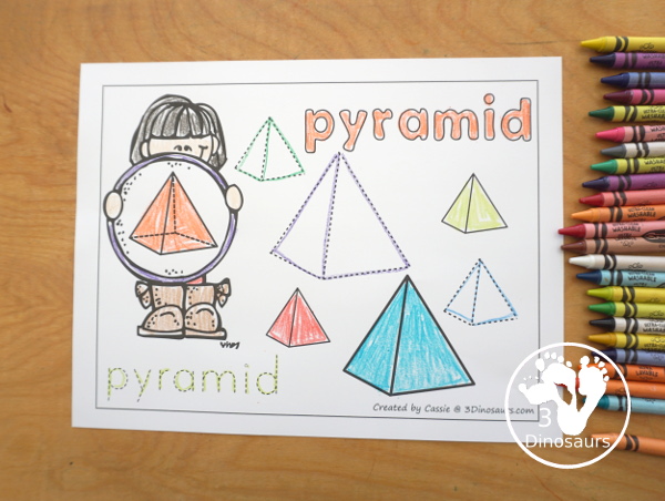 Free 3D Shape Coloring Pages - with 7 pages of printables with 3D shapes for kids to learn. - 3Dinosaurs.com