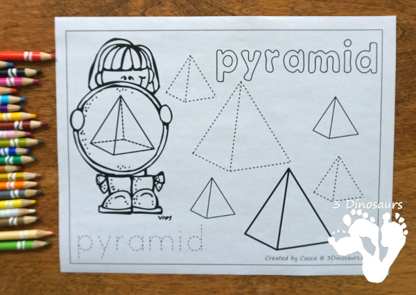 Free 3D Shape Coloring Pages - with 7 pages of printables with 3D shapes for kids to learn. - 3Dinosaurs.com