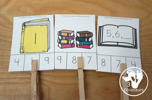 Book Activity Pack: Numbers - no-prep tracing nubmer page with coloring on books. - 3Dinosaurs.com