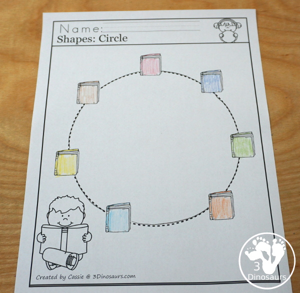 Book Activity Pack: Shapes - no-prep pages with a single shape to trace with books around the shape - 3Dinosaurs.com