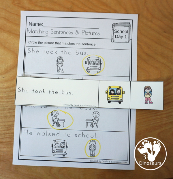 No-Prep & Hands-On School Themed Weekly Packs for First Grade with 5 days of activities to do  with hands-on and no-prep that match up for each day  with addition, subtraction, sight words, reading strips, CVC word review, and Digraphs - 3Dinosaurs.com