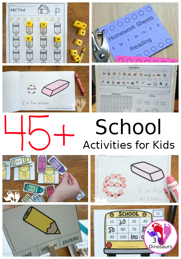 Fun School activities and Printables on 3 Dinosaurs - 3Dinosaurs.com 