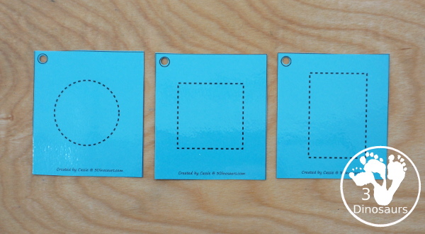 Free 2D Shape Tracing Cards - you have 12 shapes to trace with two options for the tracing - 3Dinosaurs.com
