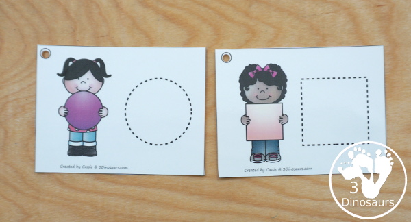 Free 2D Shape Tracing Cards - you have 12 shapes to trace with two options for the tracing - 3Dinosaurs.com