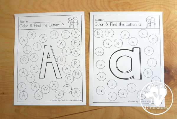 ABC Color the Letter & Find the Letter - 3Dinosaurs.com