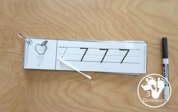 Free Apple Theme Number Tracing Strips - with numbers 0 to 20. You have fun apples you can see an example of how to trace the numbers - 3Dinosaurs.com