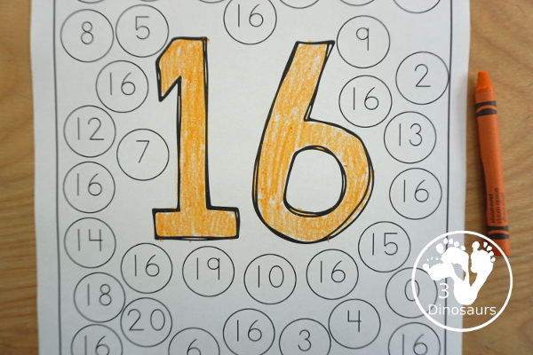 Number: Color the Number & Find the Number - it has nubmers 0 to 20 with color the number and the find the number - 3Dinosaurs.com