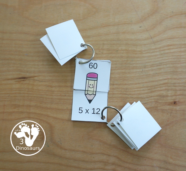 Pencil Multiplication Matching Puzzles - with multiplication for number 1 to 12 - with each number on a single page - 3Dinosaurs.com