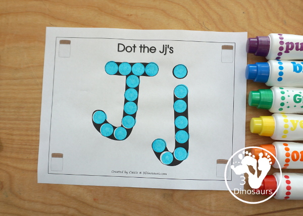 Free Romping & Roaring J Pack Letter Pack: J is for Jar - a letter J pack that has prewriting, finding letters, tracing letters, coloring pages, shapes, puzzles and more - 3Dinosaurs.com