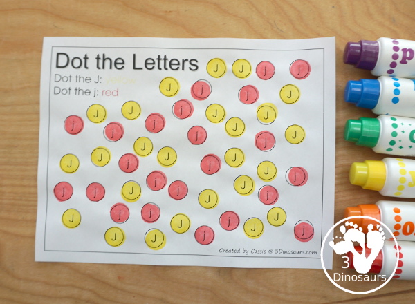 Free Romping & Roaring J Pack Letter Pack: J is for Jar - a letter J pack that has prewriting, finding letters, tracing letters, coloring pages, shapes, puzzles and more - 3Dinosaurs.com