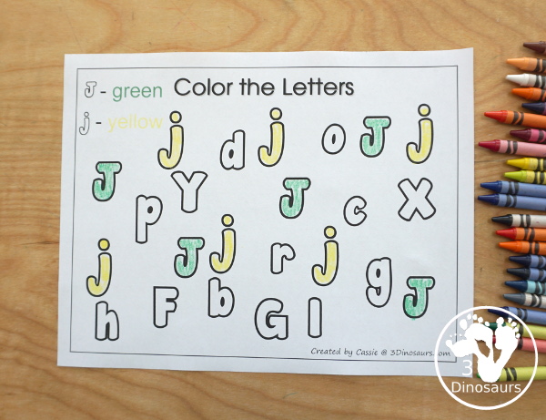 Free Romping & Roaring J Pack Letter Pack: J is for Jar - a letter J pack that has prewriting, finding letters, tracing letters, coloring pages, shapes, puzzles and more - 3Dinosaurs.com