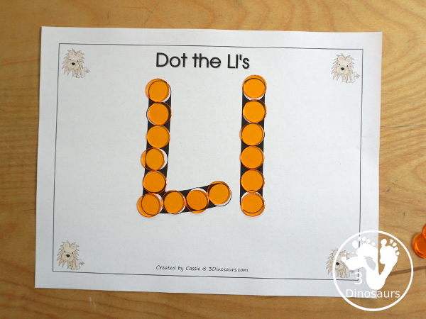 Free Romping & Roaring L Pack Letter Pack: L is for Lion - a letter l pack that has prewriting, finding letters, tracing letters, coloring pages, shapes, puzzles and more - 3Dinosaurs.com