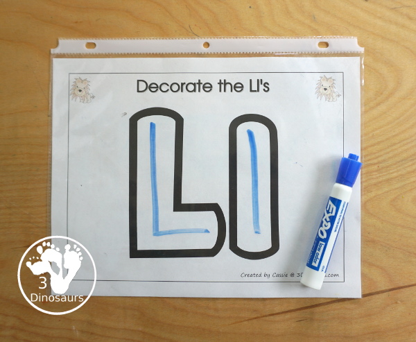 Free Romping & Roaring L Pack Letter Pack: L is for Lion - a letter l pack that has prewriting, finding letters, tracing letters, coloring pages, shapes, puzzles and more - 3Dinosaurs.com