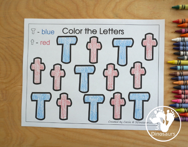 Free Romping & Roaring T Pack: T is for Turtle - a letter T pack that has prewriting, finding letters, tracing letters, coloring pages, shapes, puzzles and more - 3Dinosaurs.com