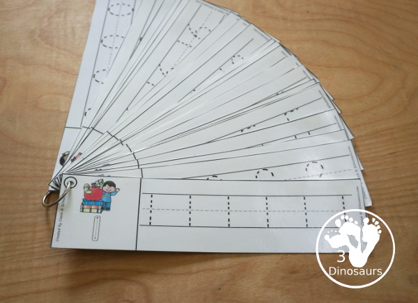 Free School Themed Number Tracing Strips - with numbers 0 to 20. You have fun kids with a school supply plus you can see an example of how to trace the numbers - 3Dinosaurs.com