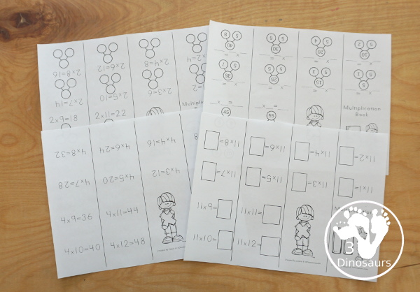 Multiplication Small Books - 6 different types of book options with filled in, missing number and number bonds $ - 3Dinosaurs.com