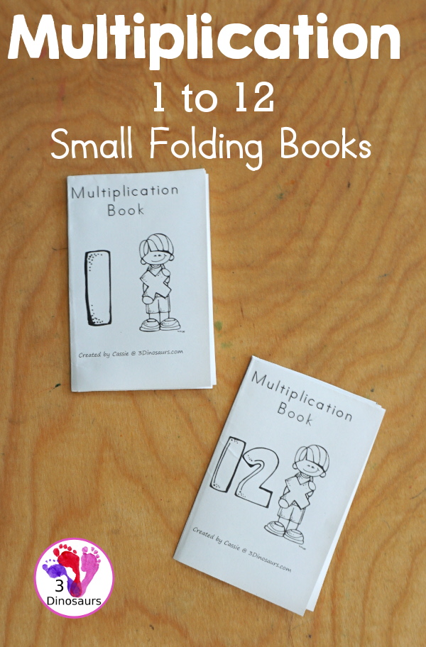 Free Multiplication Small Books - 2 different types of book options with multiplication from 1 to 12 with write in answers and filled out books - 3Dinosaurs.com