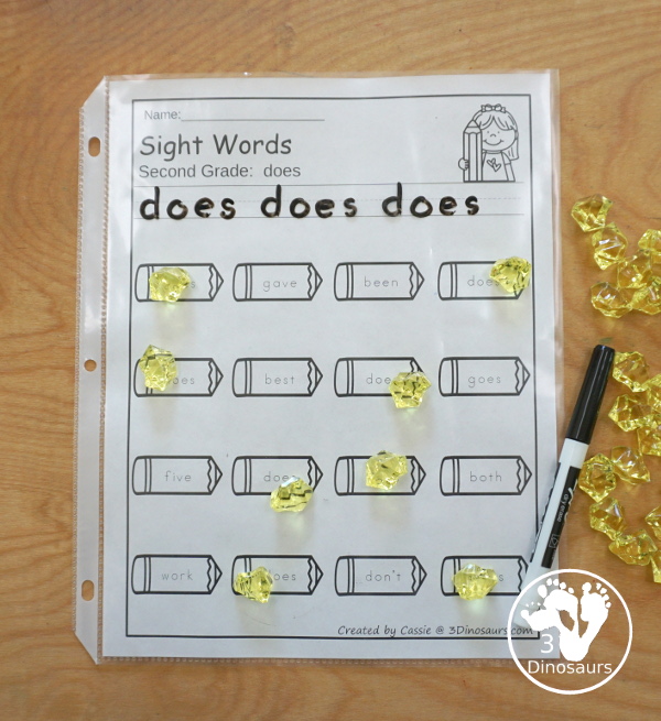 Pencil Sight Word Finds: Dolch Preprimer, Primer, First Grade, Second Grade, and Third Grade - You have tracing the sight words and find the sight words on fun hearts. This is a great no-prep printable for  back to school- 3Dinosaurs.com